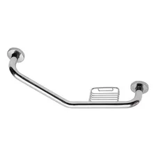 Barra De Apoio Curva 57cm Aço Inox Com Saboneteira Astra Foto  mini 1