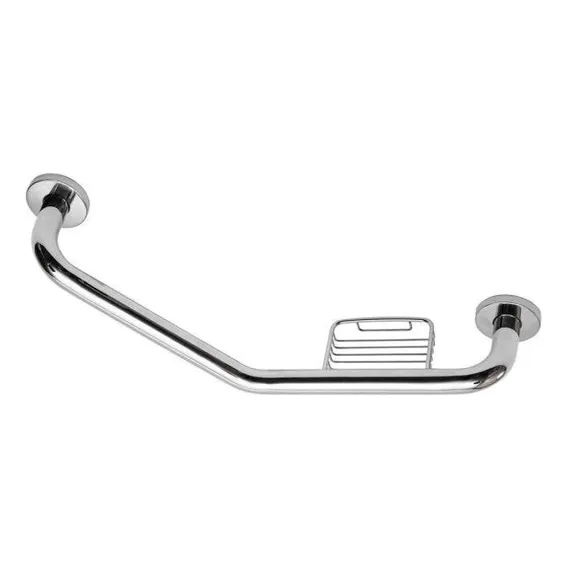 Barra De Apoio Curva 57cm Aço Inox Com Saboneteira Astra Foto 1