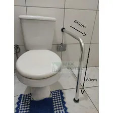 Barra De Apoio P/ Vaso Sanitário 60x60 Idosos Corrimão Em L Cor Prateado Foto mini 3