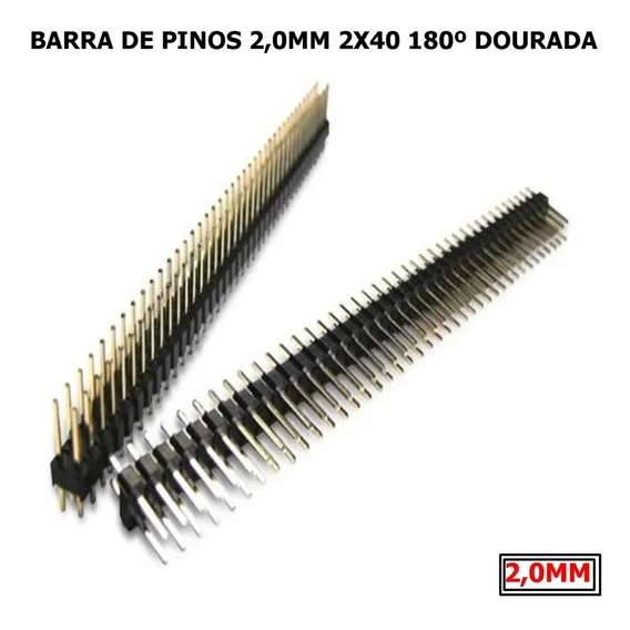 Barra De Pinos 2,0mm 2x40 180º Dourada- 10 Peças Foto 1