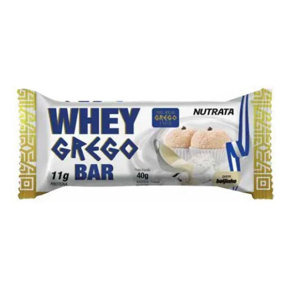 Barra De Proteína Whey Grego Sabor Beijinho 40g - Nutrata Foto 1