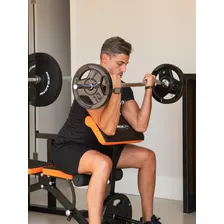 Barra Maciça W 1,20M Cromada Com Presilhas Para Treino Musculação em Academia MegaGym Equipamentos Fitness Foto mini  2