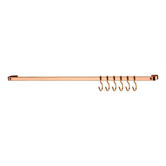 Barra Piatina 30cm Kit com 6 Ganchos Future Rose Gold Aço Carbonico Não oxida Suporte Cozinha Talher Lixeira Temperos Foto 1