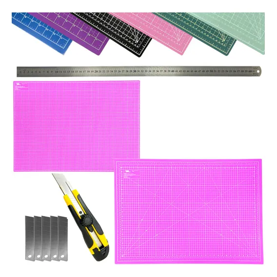 Base Corte Grande 90x60 Patchwork Multiuso Estilete Regua 60 Cor Rosa Foto 1