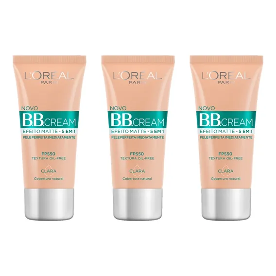 Base de maquiagem em creme L'Oréal Paris BB Cream Matte 5 em 1 Base Loreal Bb Cream - 30mL Foto 1