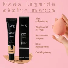 Base de maquiagem líquida Fand Bases Liquida Base Mate Alta Cobertura Makeup maquiagem profissional liquida fand vegana oil free resistente a agua sem parabeno tom 07 - 30mL 30g Foto mini 3