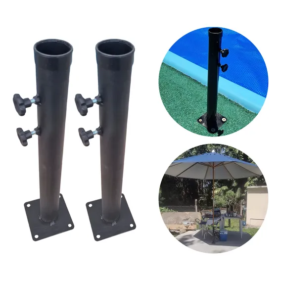 Base Fixa De Aço Para Guarda-sol E Ombrelone Até 48mm 2 Uni Cor Preto Foto 1