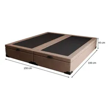 Base Para Cama Box Queen Premium Com Baú Suede Pena (45x1.. Cor Bege Foto mini  2