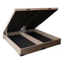 Base Para Cama Box Queen Premium Com Baú Suede Pena (45x1.. Cor Bege Foto  mini 1