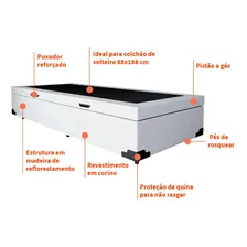 Base Para Cama Box Solteiro Premium Com Baú (45x88x188) B.. Cor Branco Foto mini 3