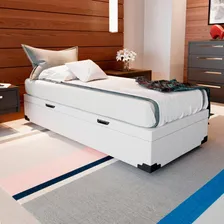 Base Para Cama Box Solteiro Premium Com Baú (45x88x188) B.. Cor Branco Foto mini 2