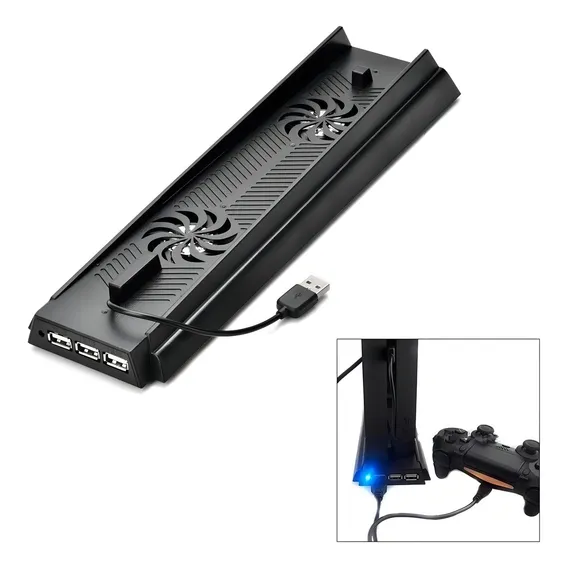 Base Suporte Cooler 3 Usb Carregador CompatÃvel Com Ps4 Fat Foto 1
