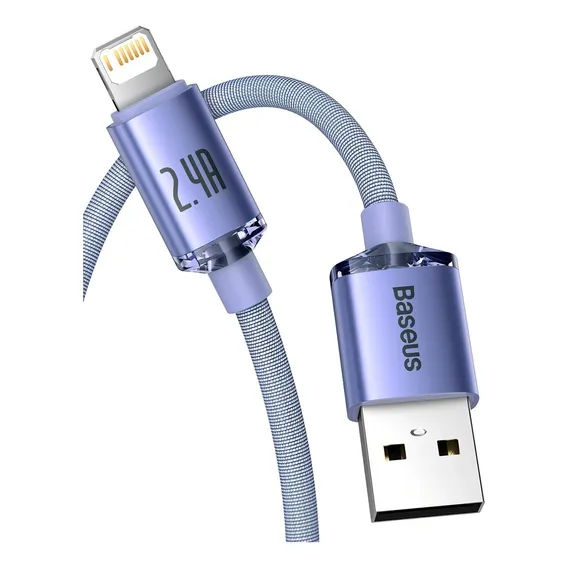 Baseus Cabo Carregador Lightning Turbo Para iPhone 1,2 M Cor Lilás Foto 1