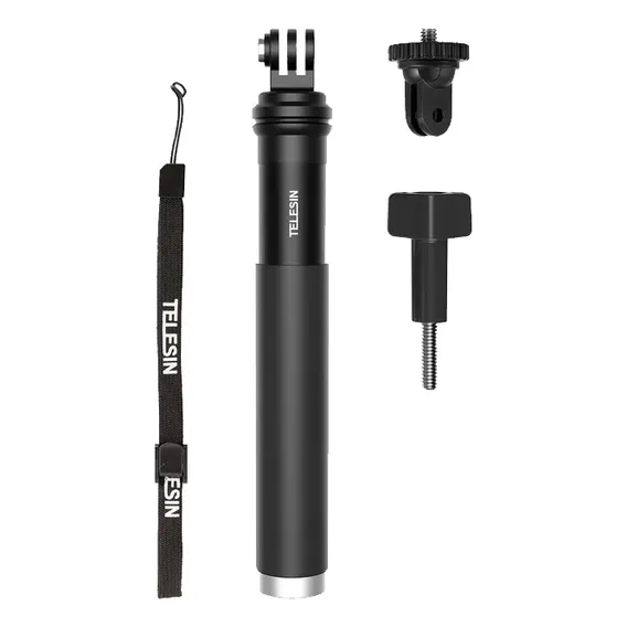 Bastão AlumÃnio Selfie Gopro Insta360 Osmo Celular - Telesin Cor Preto Foto 1