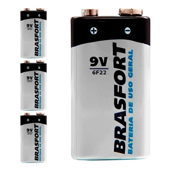 Bateria 9v Longa Duração Uso Geral 6312 Com 4 Uni Brasfort Foto 1