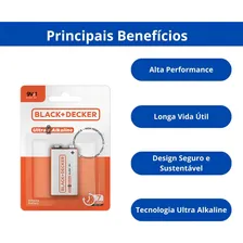 Bateria Black & Decker High Ultra Alkaline - 9v 6lr61 Foto mini 3