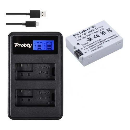 Bateria Canon Lpe8 1800mah + Carregador Duplo Com Lcd Foto 1