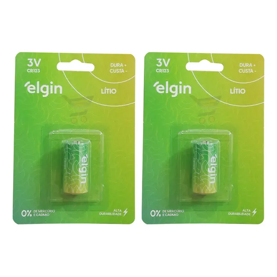Bateria Cr123 Pilha Cr123 Elgin 3v 2 X Blister C/ 1 Unidade Foto 1