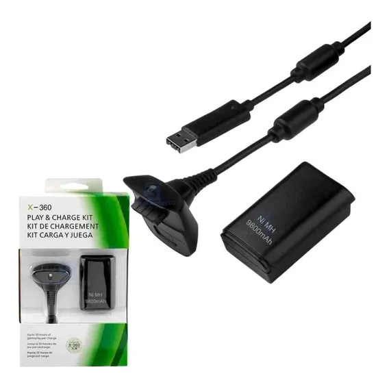 Bateria E Carregador Para Controle Compatível Com Xbox 360 Foto 1