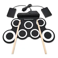 Bateria Eletrônica 7pads Silicone Portátil Com Pedal Drum Foto  mini 1