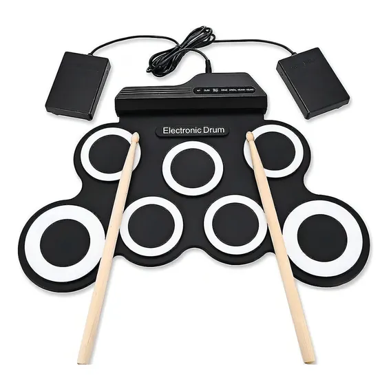 Bateria Eletrônica 7pads Silicone Portátil Com Pedal Drum Foto 1