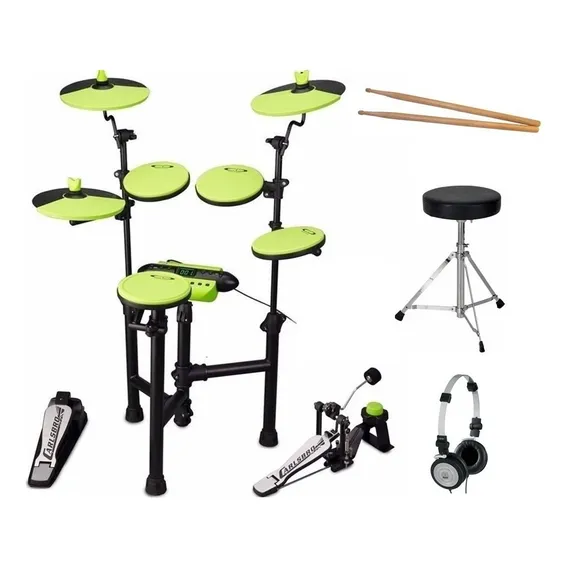 Bateria Eletrônica Carlsbro Csd130 Odery + Banco + Fone Cor Verde Foto 1