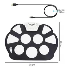 Bateria Eletronica Instrumento Portatil Com Baquetas E Pedal Foto mini  2