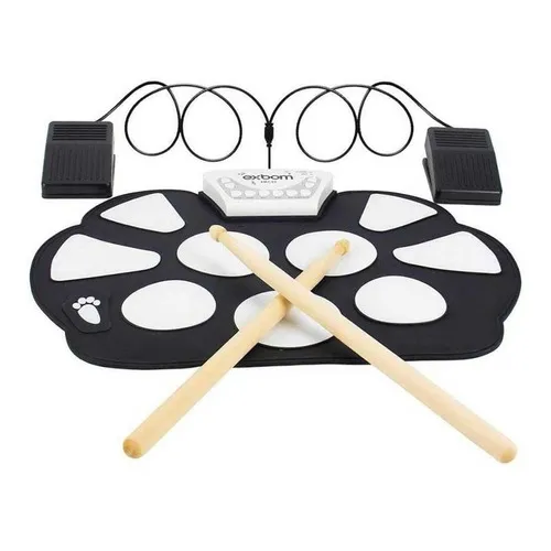 Bateria Eletronica Instrumento Portatil Com Baquetas E Pedal Foto 1