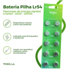 Bateria Elgin Energy Lr54 Ag10 Lr1130 1.5v blister com 10 unidades Foto mini 2