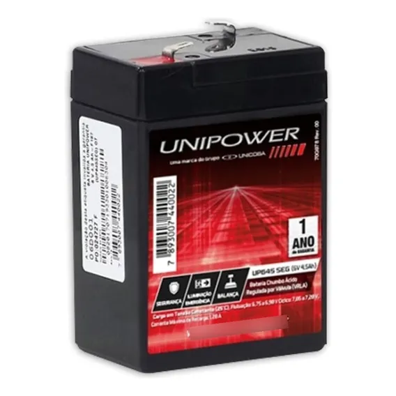 Bateria Estacionária 6v - 4,5 Ah Unipower Foto 1