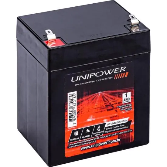 Bateria Estacionária Selada 12v/4,5a Vrla Up1245 Unipower Foto 1