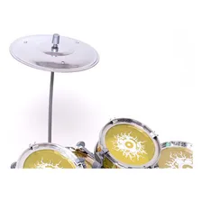 Bateria Infantil Rock Party Com Banquinho Banqueta Meninos Cor Dourado Foto mini 4