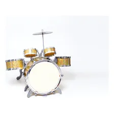 Bateria Infantil Rock Party Com Banquinho Banqueta Meninos Cor Dourado Foto mini 3