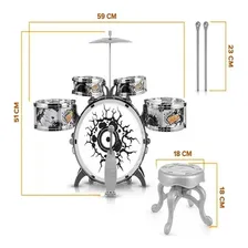 Bateria Instrumento Musical Infantil Rock Party Completa Cor Azul Foto mini 3