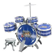 Bateria Instrumento Musical Infantil Rock Party Completa Cor Azul Foto mini 1