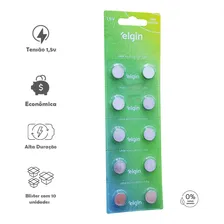 Bateria Lr54 Ag10 Lr1130 Elgin Pilha Alcalina 5 Cartelas Foto mini 4