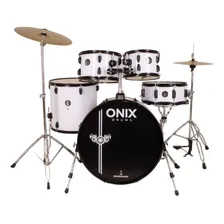 Bateria Nagano Onix Skinny 20 Banco + Ferragens + Pratos Cor Rock White Foto  mini 1