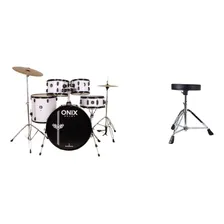 Bateria Nagano Onix Skinny 20 Banco + Ferragens + Pratos Cor Rock White Foto mini 4