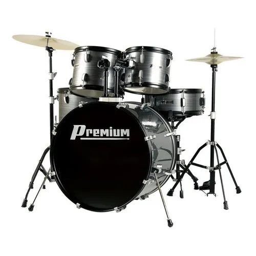 Bateria Premium Dx722 Cinza Chumbo Completa Prato E Banco Foto 1