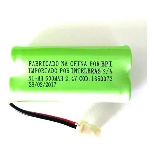 Bateria Recarregável Telefone Sem Fio 600mah 2.4v Intelbras Foto 1