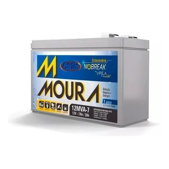 Bateria Selada Estacionária Moura 12v 7a Vrla Nobreak Foto 1