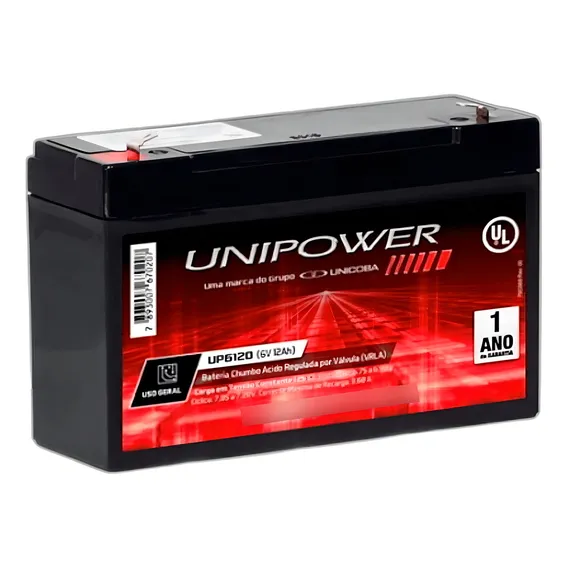 Bateria Selada Unipower Chumbo Ácido 6v 12ah Foto 1
