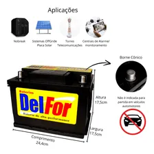 Bateria Solar Estacionária 60ah 12v Df1000 Delfor Energia Foto mini 4