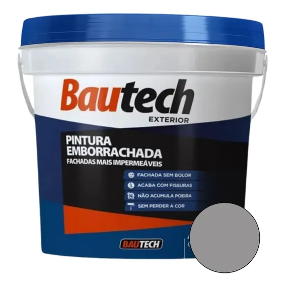 Bautech Tinta Pintura Emborrachada Impermeabilizante Platina 4kg Foto 1