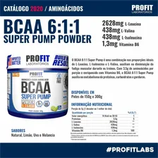 Bcaa 6:1:1 Em P贸 Super Pump 300g - Profit Labs Sabor Natural Foto mini 3