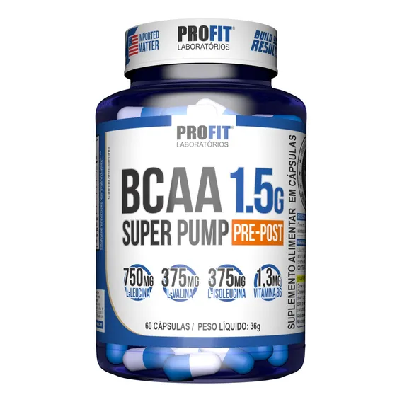 Bcaa Aminoácido 1.5g Super Pump 60caps - Profit Labs Sabor Sem sabor Foto 1