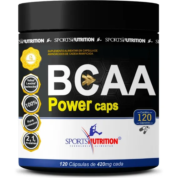 Bcaa Power 120 Cápsulas - Sports Nutrition - Hipertrofia Sabor Sem sabor Foto 1