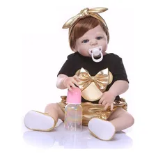 Bebê Boneca Realista Reborn Silicone Lacinho Pronta Foto mini 1