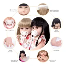 BebĂȘ Reborn GĂȘmeas Menina Real RecĂ©m Nascida 100% Silicone Foto mini 3