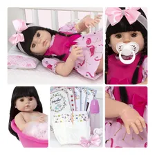 Bebê Reborn Menina Realista Silicone Morena 13 Acessórios Foto mini 1